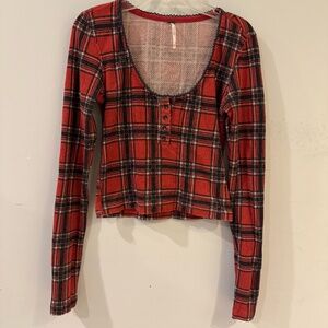 SOLD free people red plaid thermal